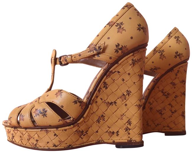 Bottega Veneta Woven Floral Leather Wedges