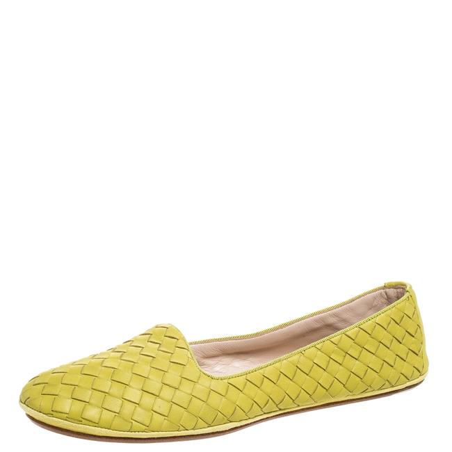 Bottega Veneta Yellow Intrecciato Leather Ballet40 Flats