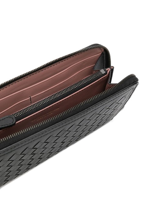 Bottega Veneta Zip Around Wallet Black Leather Wristlet