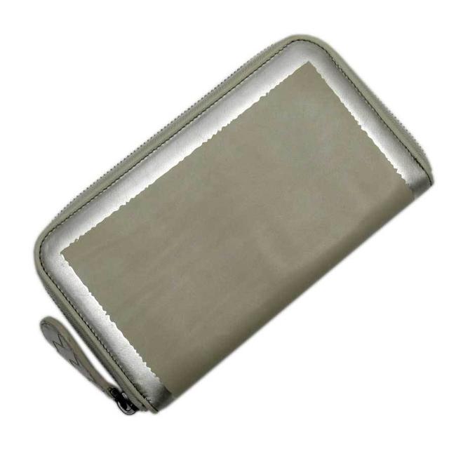 Bottega Veneta Beige Round Zipper Intrecciato Silver Leather 51550 Wallet