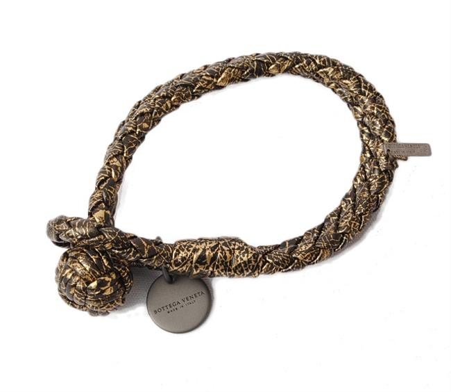 Bottega Veneta Black Bangle Intrecciato Calf Oro 113546 Bracelet