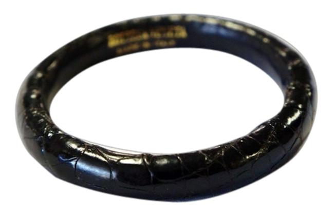 Bottega Veneta Black Braided Embossed Crocodile Bangle Bracelet