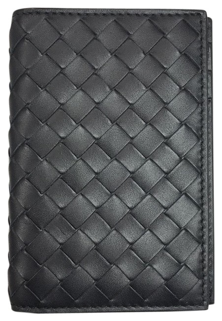 Bottega Veneta Black Fold Over Card Case Wallet