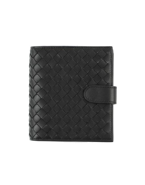 Bottega Veneta Black Intercciato Compact Wallet
