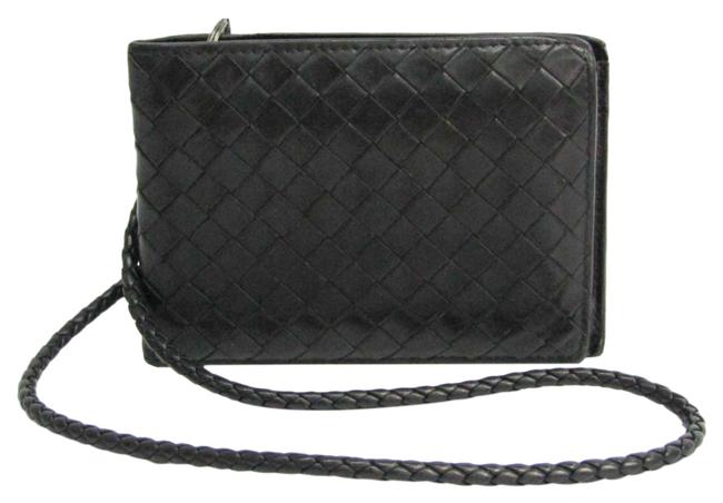 Bottega Veneta Black Intrecciato 209046 Mens Leather Bi fold Wallet