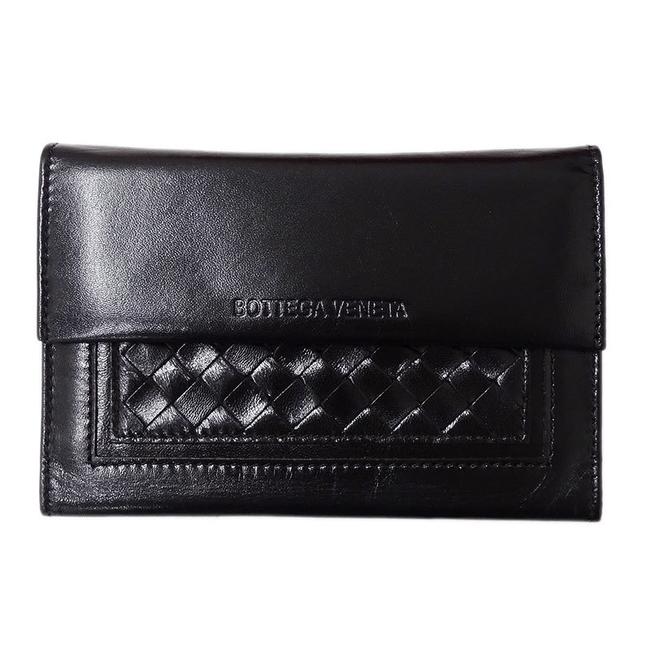 Bottega Veneta Black Intrecciato Bi fold Leather Wallet