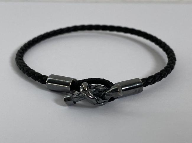Bottega Veneta Black Intrecciato Knot Weave Woven Leather Bracelet