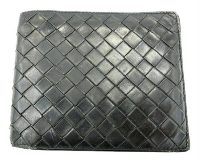 Bottega Veneta Black Intrecciato Leather Bi fold Wallet