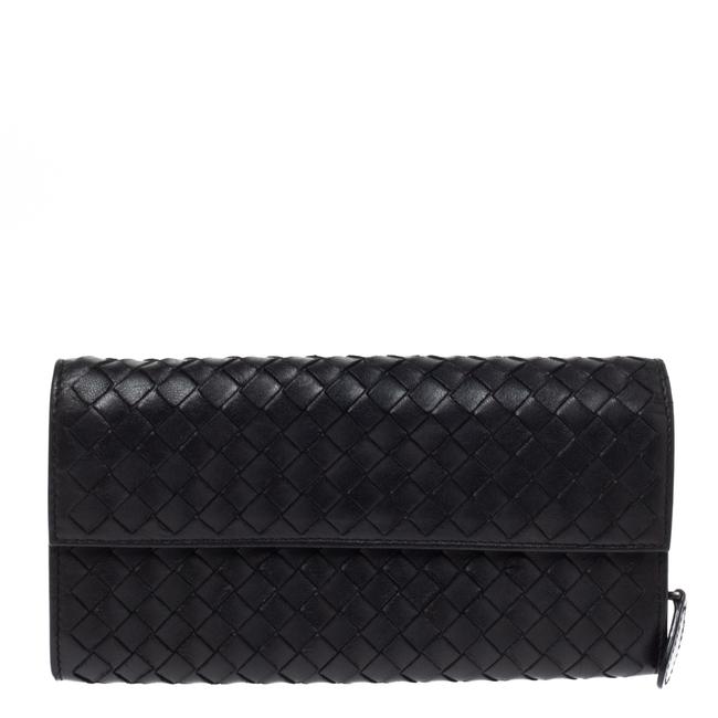 Bottega Veneta Black Intrecciato Leather Continental Wallet