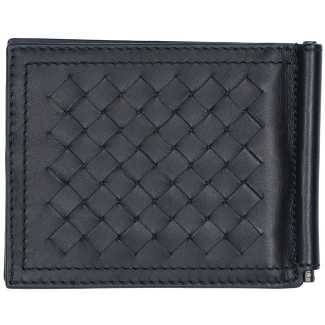 Bottega Veneta Black Intrecciato Leather Money Clip Mens Wallet