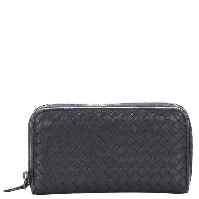 Bottega Veneta Black Intrecciato Leather Zip Around Wallet