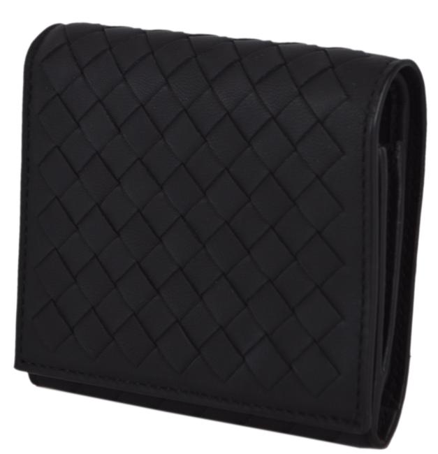 Bottega Veneta Black Intrecciato Matt Lambskin Trifold Wallet
