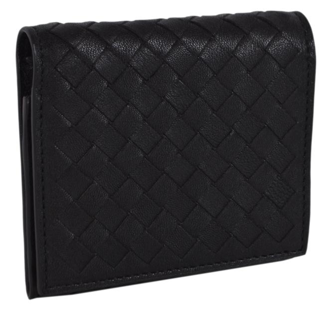 Bottega Veneta Black Intrecciato Washed Lambskin Trifold Wallet