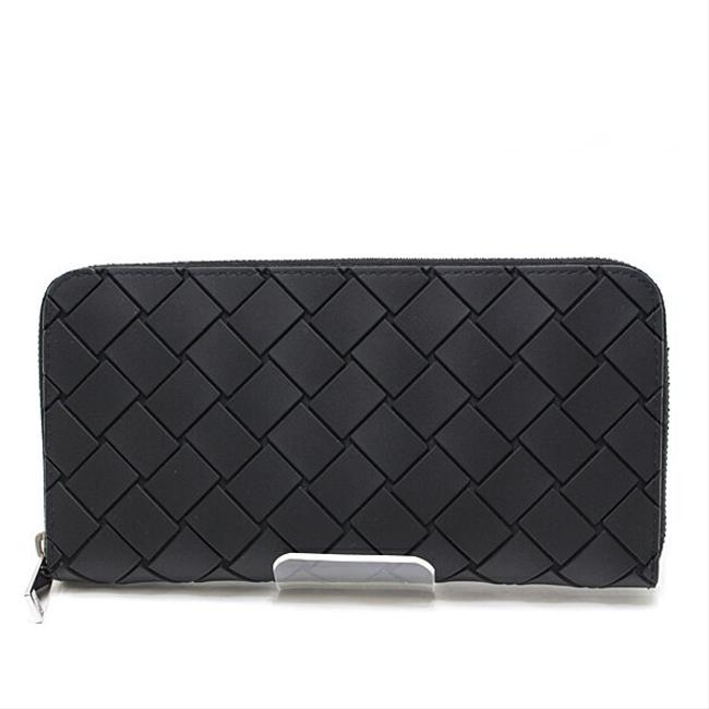 Bottega Veneta Black Intrecciato Zip Around 593217 Wallet
