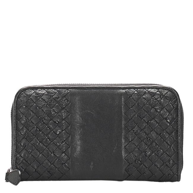 Bottega Veneta Black Leather Intrecciato Wallet