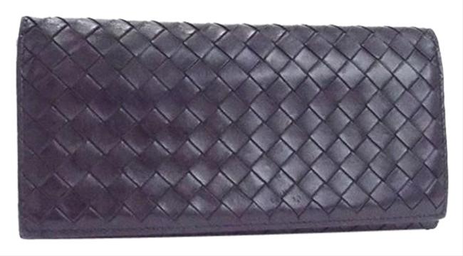 Bottega Veneta Black Long Intrecciato Leather Wallet