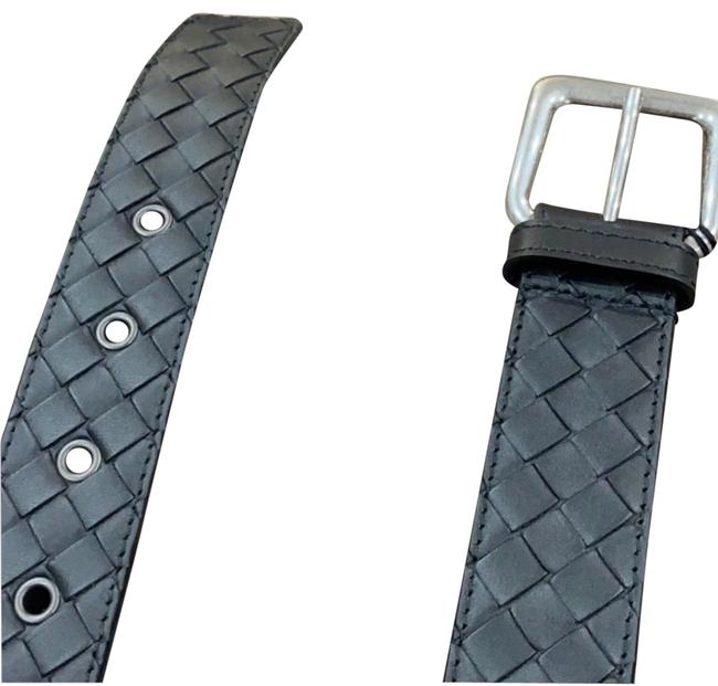 Bottega Veneta Black Mens Intrencciato Woven Leather 38 Belt