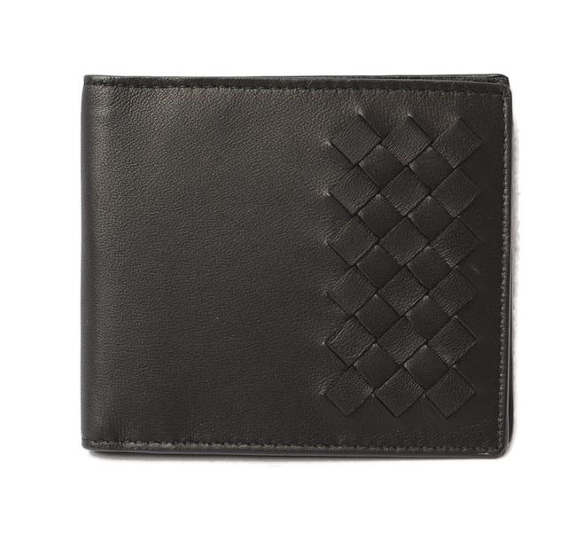 Bottega Veneta Black Purse Folded Inlet Chart Checker Nero Wallet