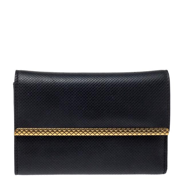 Bottega Veneta Black Textured Leather Trifold Wallet