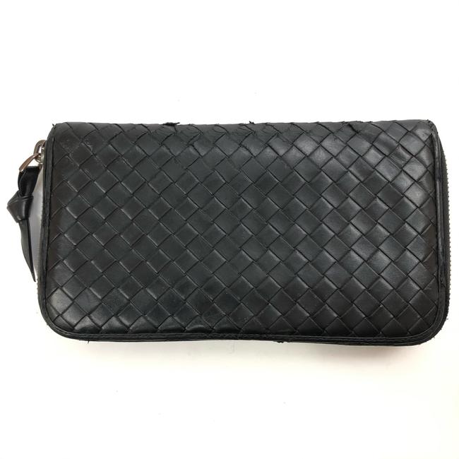Bottega Veneta Black Unisex Leather Intrecciato Continental Wallet