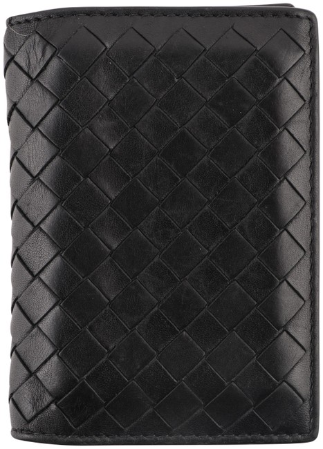 Bottega Veneta Black Vertical Woven Bi fold Wallet