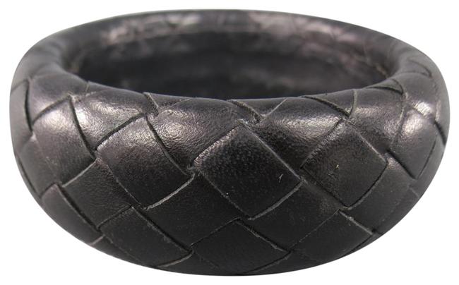 Bottega Veneta Black Woven Intrecciato Leather Bangle Bracelet