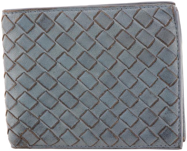 Bottega Veneta Blue Calf Leather Intreciatto Bi fold Wallet