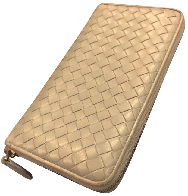 Bottega Veneta Blue Intercciato Zip Around Wallet