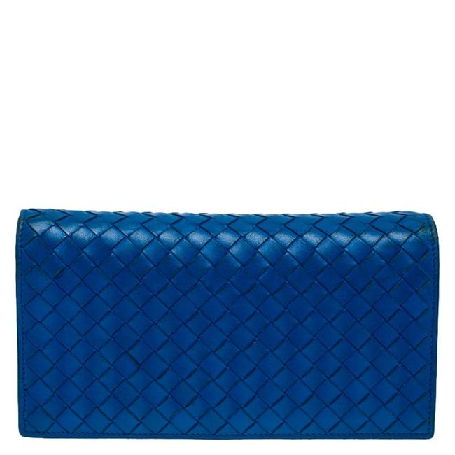 Bottega Veneta Blue Intrecciato Leather Continental Flap Wallet