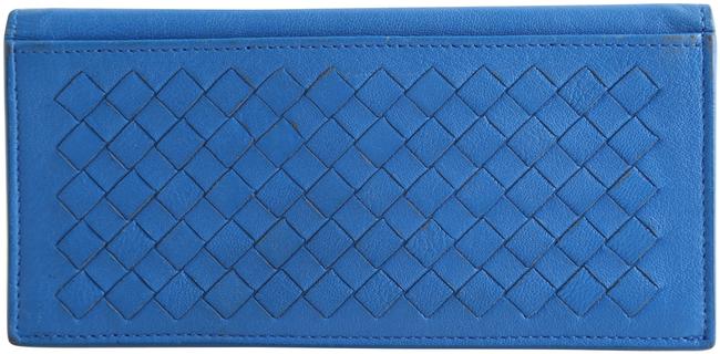 Bottega Veneta Blue Intrecciato Long Bifold Chest Pocket Wallet
