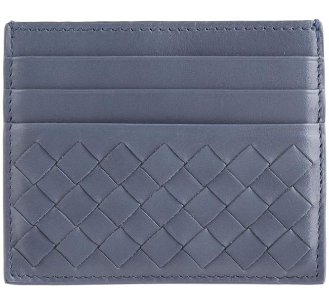 Bottega Veneta Blue Intrecciato Nappa Card Case Wallet