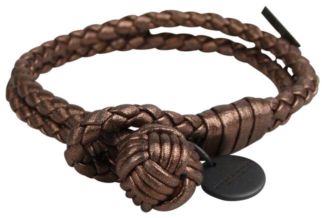 Bottega Veneta Bronze Metallic Leather Braided 113546 2546 Bracelet