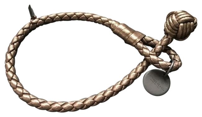 Bottega Veneta BronzeBrown Braided Knot Bracelet