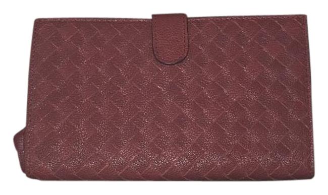 Bottega Veneta Burgundy Womens Leather Marrone Woven New Wallet