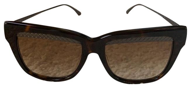 Bottega Veneta Brown Avana Ruthenium SquareRectangle Sunglasses