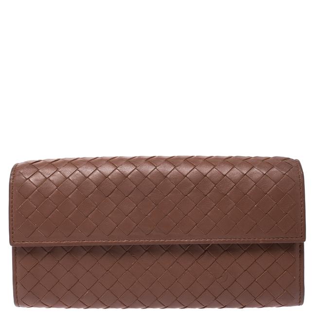 Bottega Veneta Brown Intrecciato Leather Continental Flap Wallet
