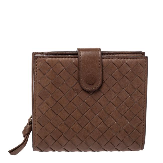 Bottega Veneta Brown Intrecciato Leather French Wallet
