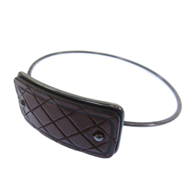 Bottega Veneta Brown Intrecciato Silver Unisex Bracelet