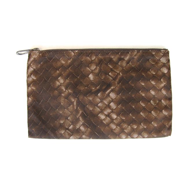 Bottega Veneta Brown Intrecciolusion Nylon Pouch 301369 2515 Cosmetic Bag