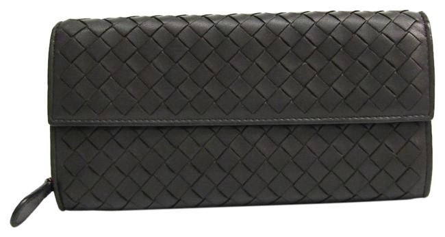 Bottega Veneta Brown Long Intrecciato 150509 Leather Bi fold Wallet