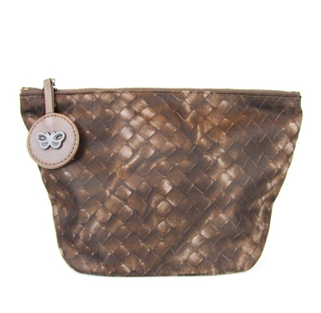 Bottega Veneta Brown New Intrecciolusion Nylon Pouch 301183 2515 Cosmetic Bag