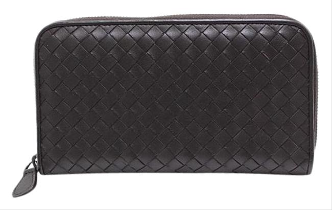 Bottega Veneta Brown Round Zipper 114076 Lambskin Wallet