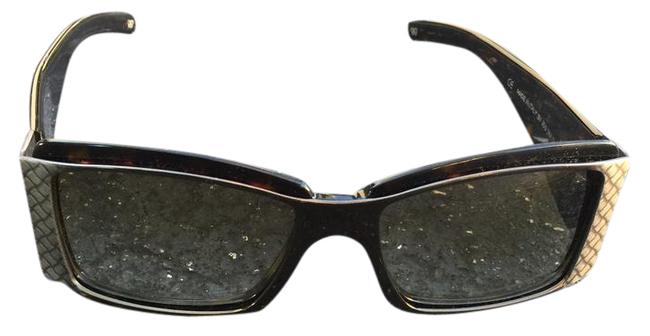 Bottega Veneta Brown Signature Basket Weave Metal Trim Sunglasses