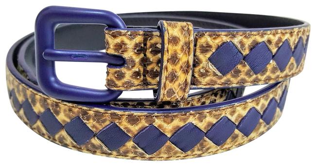 Bottega Veneta Brown Womens Intrecciato Python Lambskin Leather Waist Belt