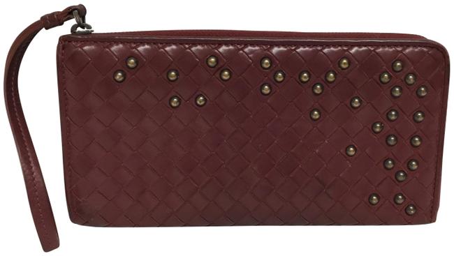 Bottega Veneta Burgundy Intrecciato with Studs Wallet