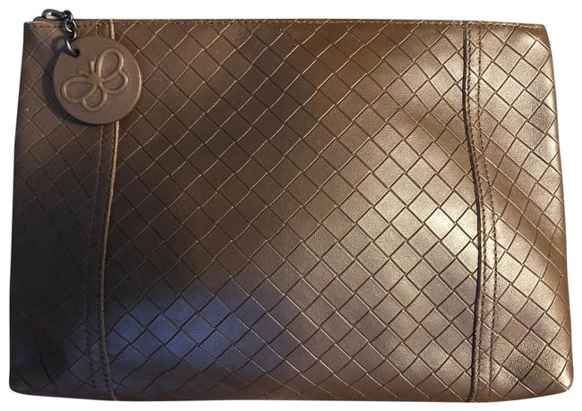 Bottega Veneta Chocolate Brown Intreacciomirage Lambskin Cosmetic Bag