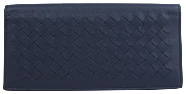 Bottega Veneta Dark Blue Leather Intercciaco Long Bifold 390878 4130 Wallet