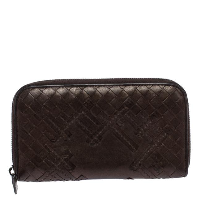 Bottega Veneta Dark Brown Intrecciato Trimmed Leather Wallet