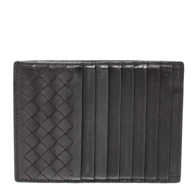 Bottega Veneta Dark Brown Leather Zip Card Holder Wallet