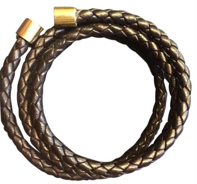 Bottega Veneta Dark Brown Woven Leather Bracelet